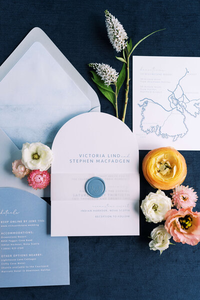 Wedding invitations and florals for wedding in Nova Scotia