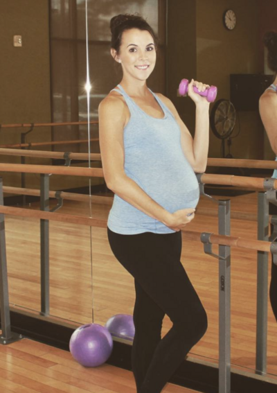 Picture of women pregnant doing a barre class 
