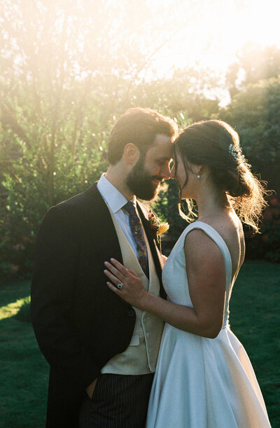 35mm golden hour couple portrait at Somerset marquee wedding