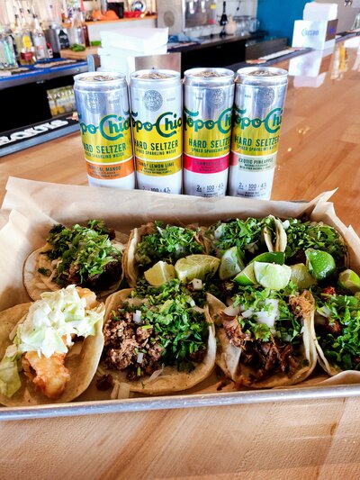 topo chico with tacos