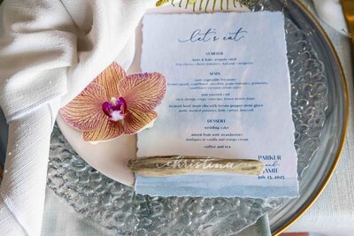 Beach Wedding Menus