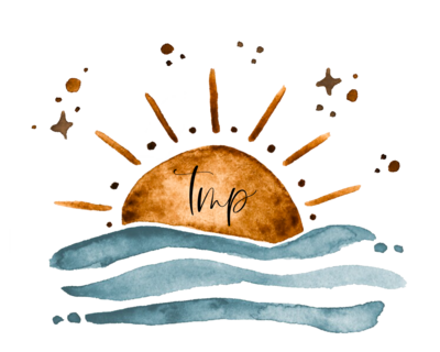 Logo for Theresa Michele Photoraphy with sun and waves logo for Jersey Shore Family Photographer
