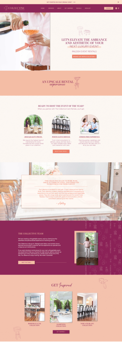 Full website design services for Dallas event rental businesses with years of local experience.