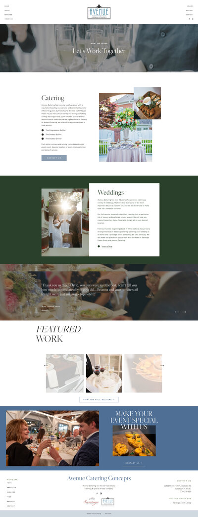 Avenue Catering Showit Website by Salt and Spruce Creative-Services