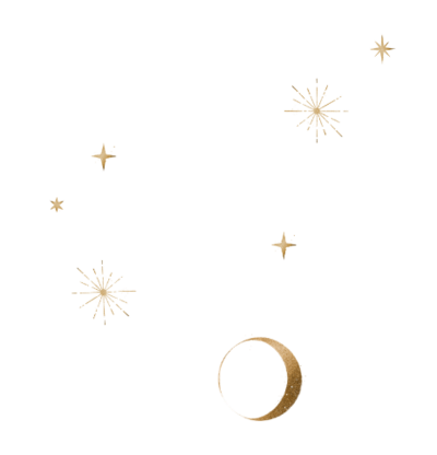 Gold moon and stars design element