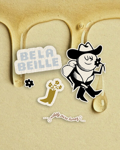 Wildspark developed Belabeille’s logo, packaging, and brand identity to elevate boutique honey brands for retail success. The cowgirl bee mascot and vibrant, southern-inspired design create an instantly recognizable, memorable brand experience.

Belabeille’s branding includes logo design, packaging, and brand identity for food & beverage CPG founders. Every design decision reinforces the brand’s personality, evokes southern charm, and positions the product for retail and online growth.