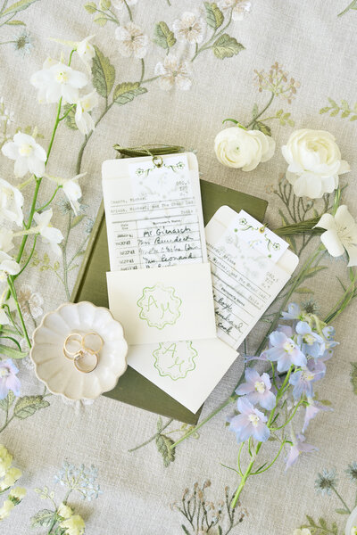 Custom escort cards for garden party wedding in Austin, Texas