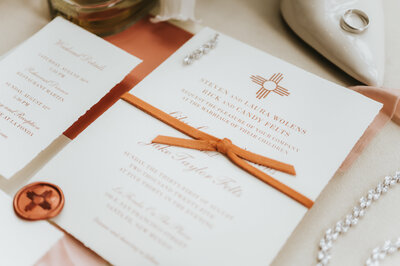 Wedding invitation at La Fonda On The Plaza.