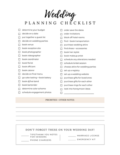 Wedding Planning Checklist