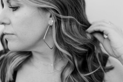 close up of hair with an earring