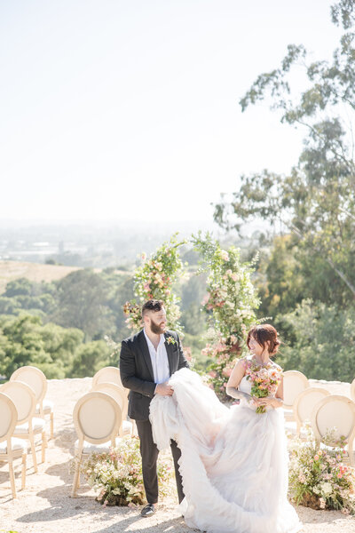 Bride and groom toasting