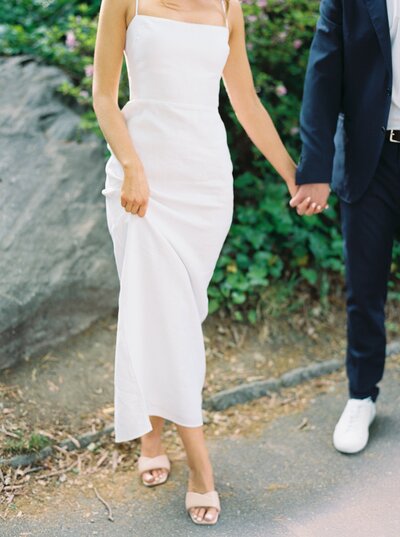 White dress for engagement photos