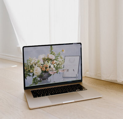 Custom Showit website for florist shown on laptop
