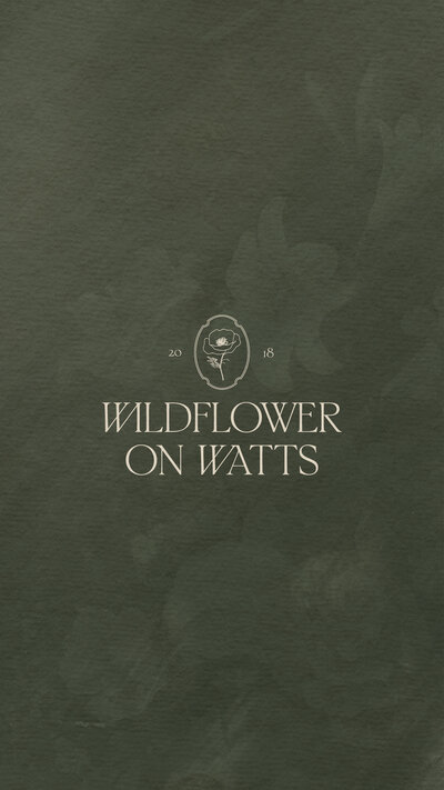Wildflower on Watts logo on a green floral texture background