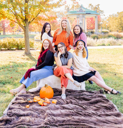 St. Louis Senior Spokesmodel team in Forest Park in front of the pagoda