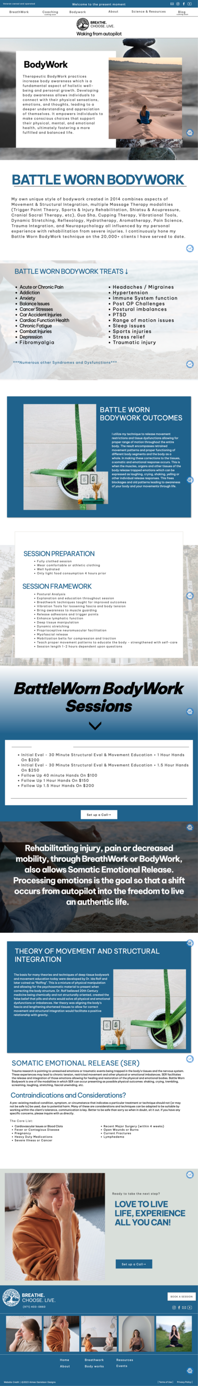 breathworks Website page - Custom build