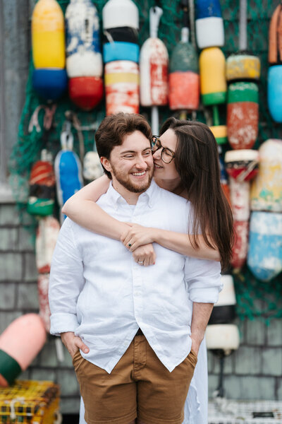 Rockport MA sunset engagement session with soft emotional storytelling.