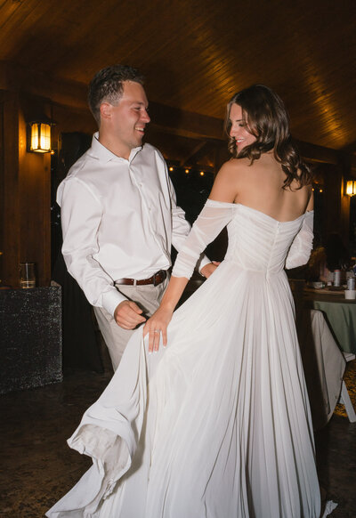Bride and Groom  at reception Evergreen Gardens Ferndale WA