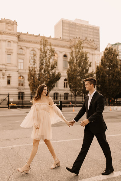 classy engagement session dress
