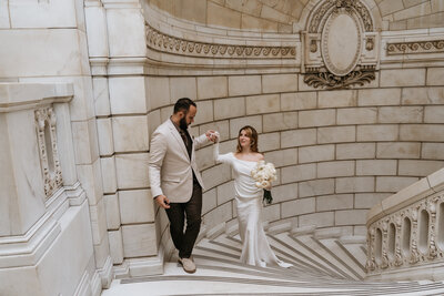Downtown wedding in Ohio with bride and groom