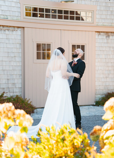 Couple after their first look at Beech Hill Barn 