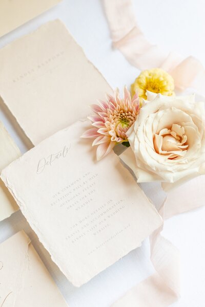 Wedding stationary with torn edges by Olumis Calligraphy