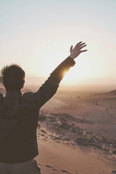 Young man joyful in nature