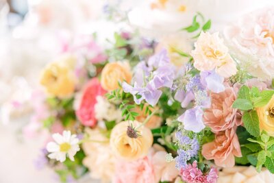 Wedding tablescape with flowers and candles