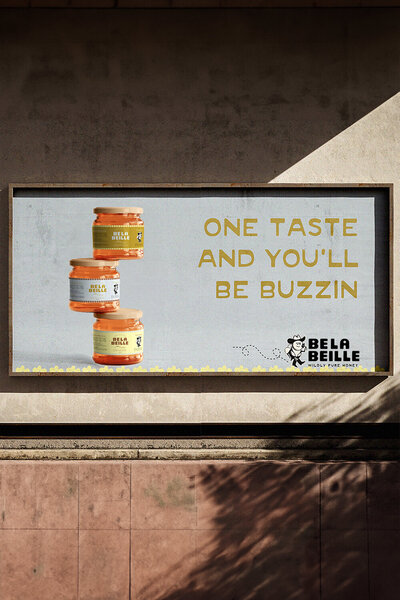 Wildspark created Belabeille’s logo, packaging, and brand identity to help boutique honey brands attract ideal customers. Southern-inspired cowgirl charm, bold colors, and strategic design enhance retail impact and convey brand story.

Belabeille’s branding includes packaging, logo, and brand identity for female-led honey CPG businesses. Bold, playful design and cowgirl bee imagery create a memorable, recognizable brand for retail and online markets.