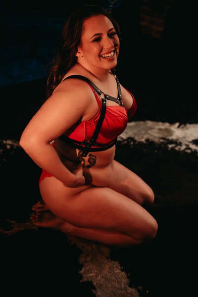 Empowering boudoir portrait of a woman in Kansas City studio