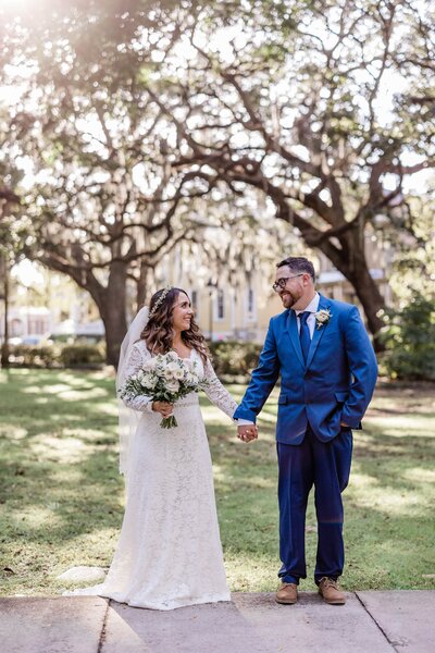 Autumn + Justin's elopement at Forsyth Park Fountain
