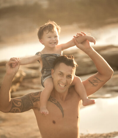 Editorial-style family portrait captured by Ingrid Photography in Terrigal