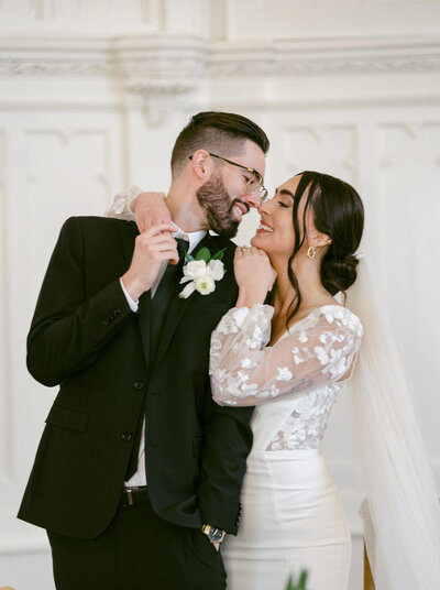 Bride and Groom at The Broadway by a Grand Rapids wedding photographer