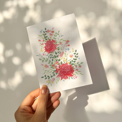 Waratah Floral card mockup