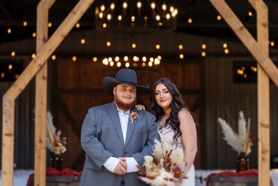 fall boho rustic western wedding bride groom ceremony at the rosewood venue