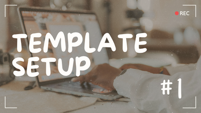 Template Setup Words in bubble letters on a Showit Training Video Cover set in a cafe. Video 1.