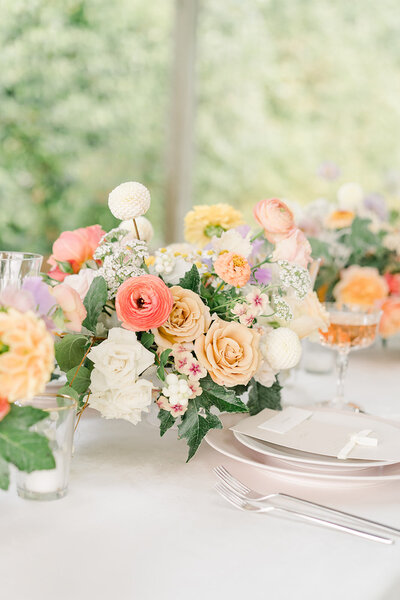 Court in the Square White Floral Centerpiece