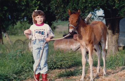 Desiree with farm animal