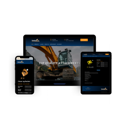 Screenshot of TNT Attachments website for portfolio