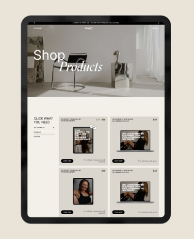 showit sales page template for social media manager
