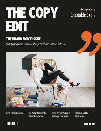 Cover of The Copy Edit Issue of Quotable Copy's Brand Voice Magazine