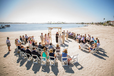 Catamaran wedding on the beach in San Diego