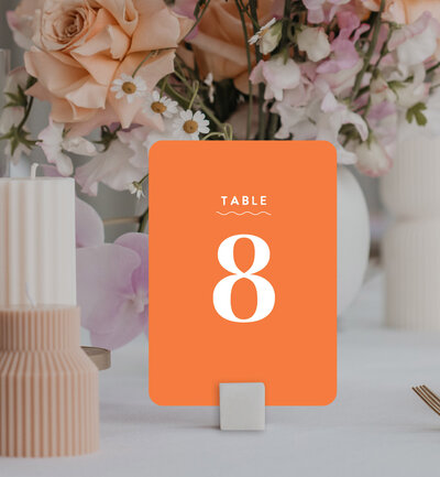 Orange rounded corner table numbers