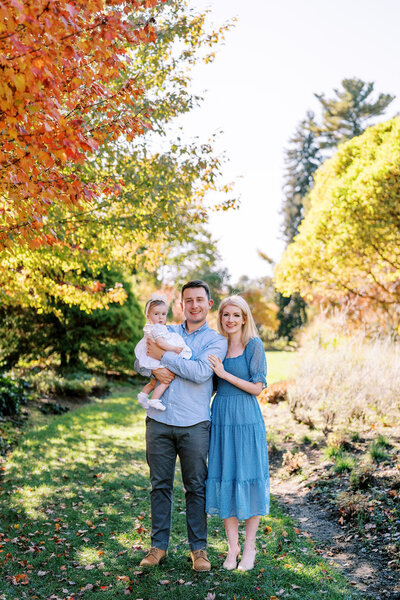 fall family photo taken by a boston newborn photographer