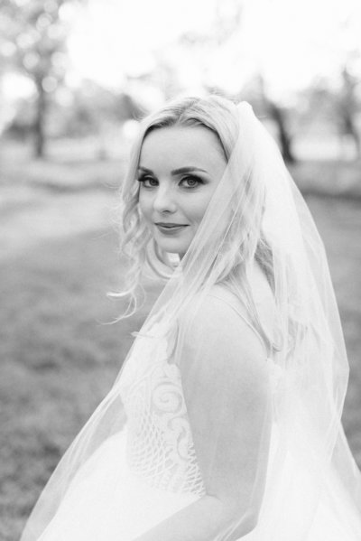 Bride and bridesmaid on wedding day