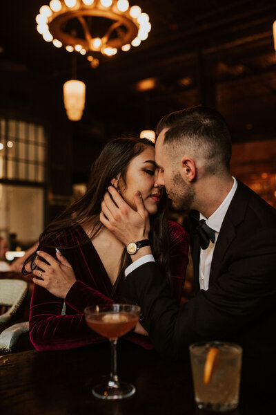 a couple about to kiss