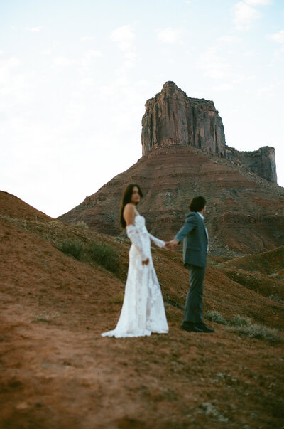 Bride and groom on 35mm film in utah