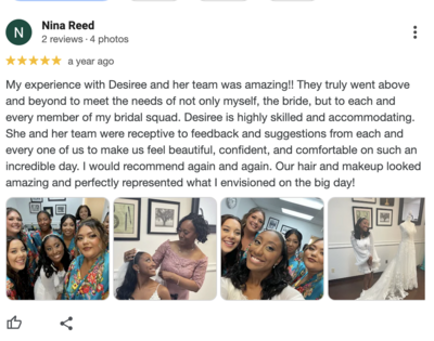 Client testimonial highlighting Skinlux Beauty Bar as the best bridal makeup artist in NYC, NJ & PA, known for luxury bridal beauty and glowing results.