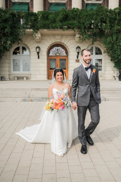 Culinary Institute of America portrait of bride and groom, hyde park, ny