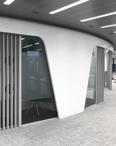 solid surface walls for an Office in Madrid